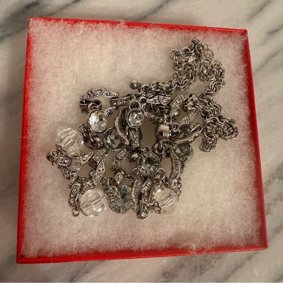 AVON Signed Silver Plated 2 Layer Rhinestone Choker 18" + 3" Extender Clear Bead - Picture 7 of 12